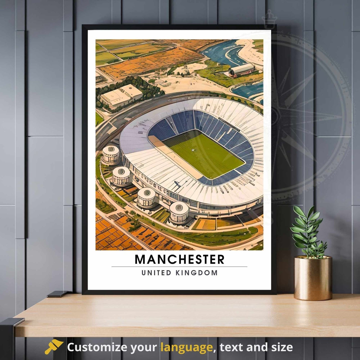 Affiche Manchester - Etihad Stadium | impression de voyage Manchester | affiche de voyage Manchester | Affiche Etihad Stadium