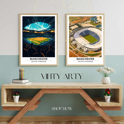 Affiche Manchester - Etihad Stadium | impression de voyage Manchester | affiche de voyage Manchester | Affiche Etihad Stadium