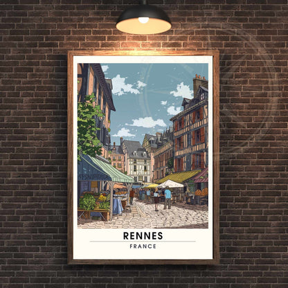 Impression Rennes | Affiche de Voyage Rennes | Impression de Voyage Renne, France | affiche Bretagne