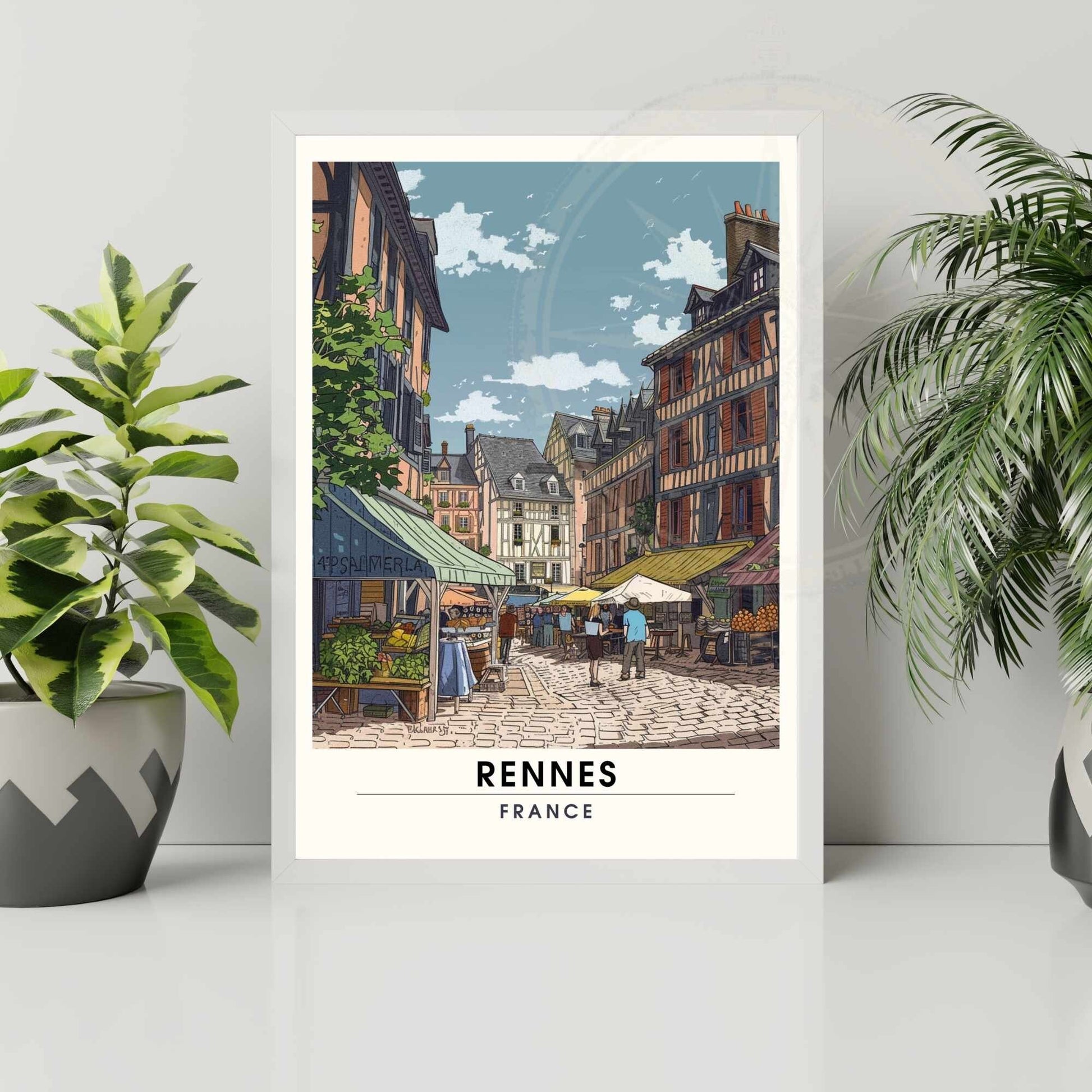 Impression Rennes | Affiche de Voyage Rennes | Impression de Voyage Renne, France | affiche Bretagne