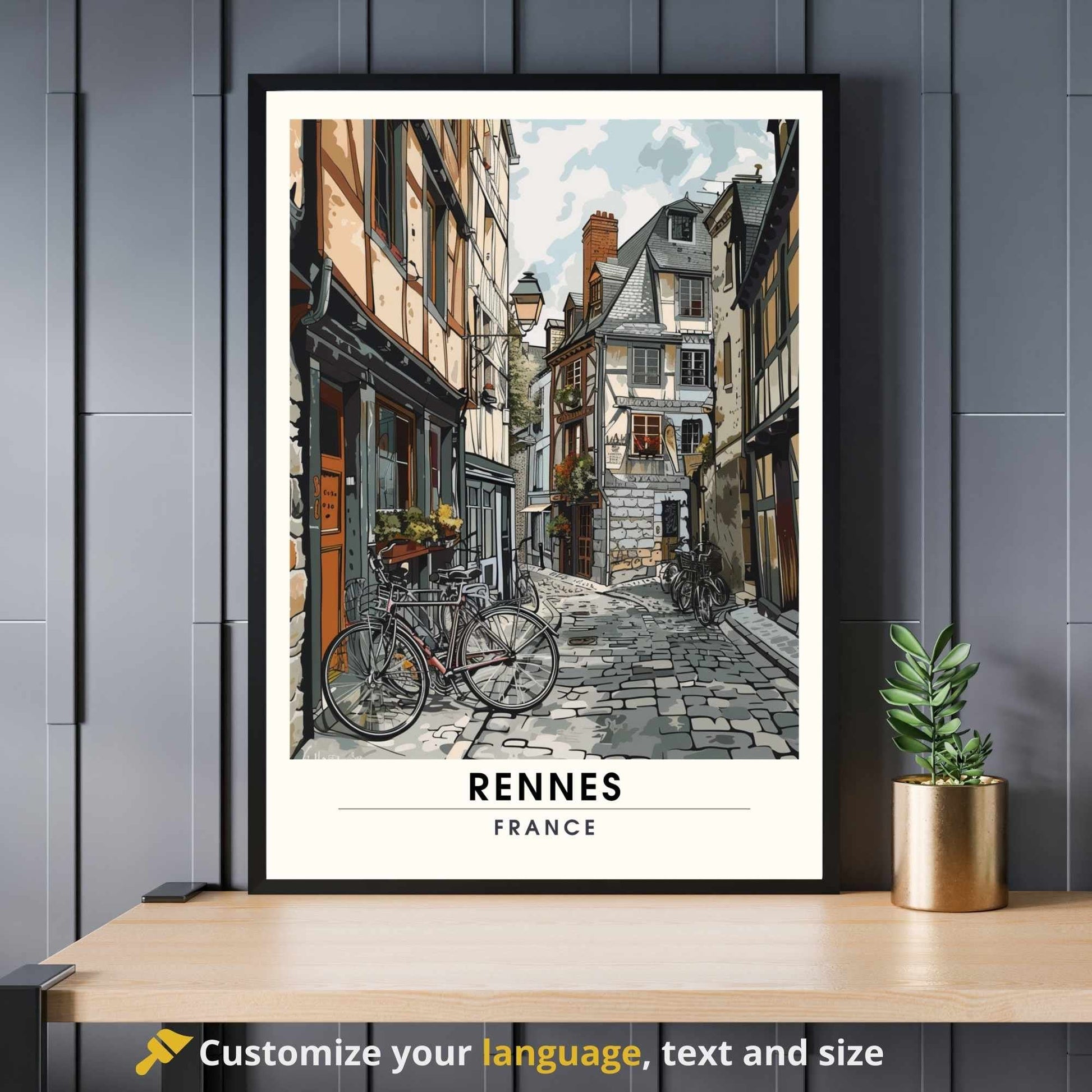 Impression Rennes | Affiche de Voyage Rennes | Impression de Voyage Renne, France | affiche Bretagne