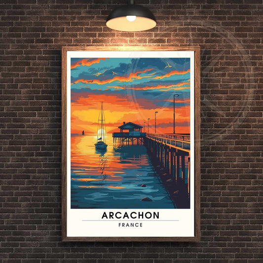 Impression Arcachon | Affiche Arcachon, France | bassin d'Arcachon au coucher de soleil