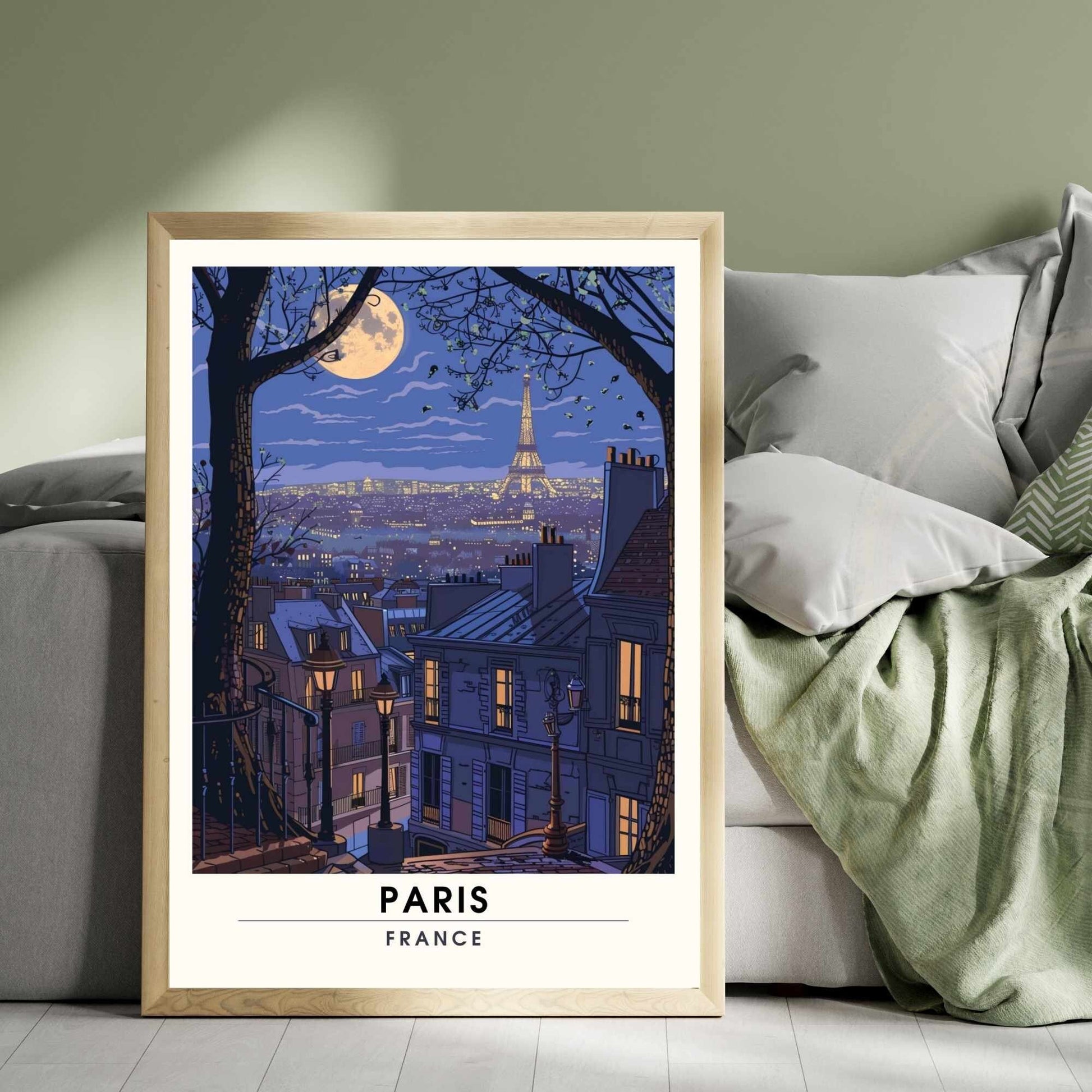 Impression Paris | Affiche de Voyage Paris | Impression de Voyage Paris, France | Voyage nocturne à Paris