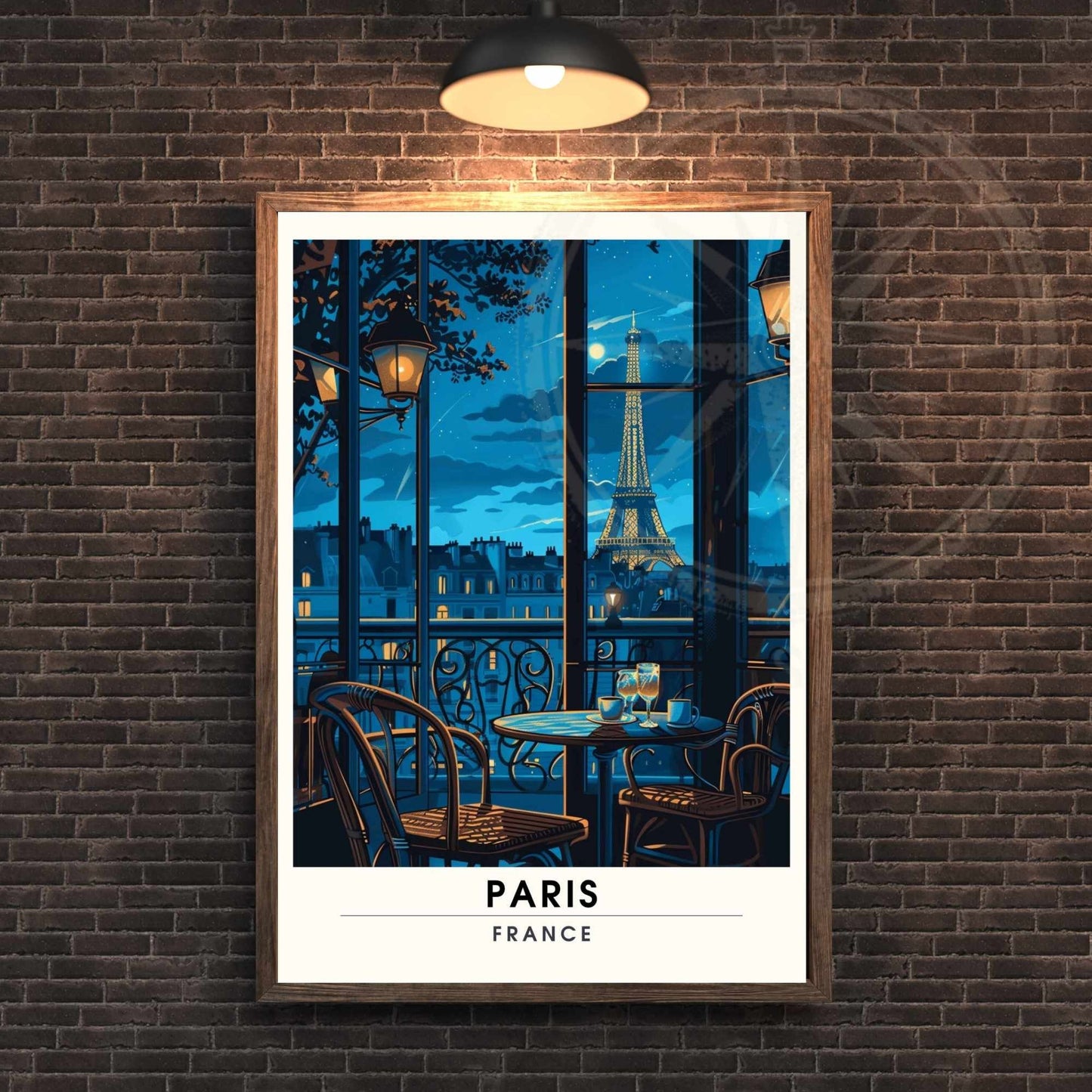 Impression Paris | Affiche de Voyage Paris la nuit | Impression de Voyage Paris, France | Voyage nocturne à Paris