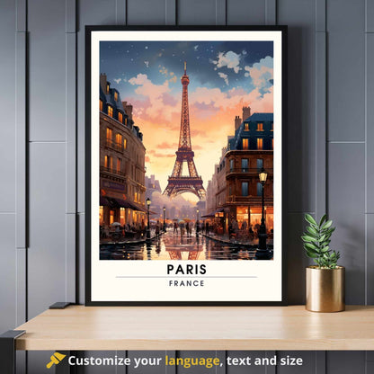 Impression Paris | Affiche de Voyage Paris | Impression de Voyage Paris, France - Affiche Tour Eiffel