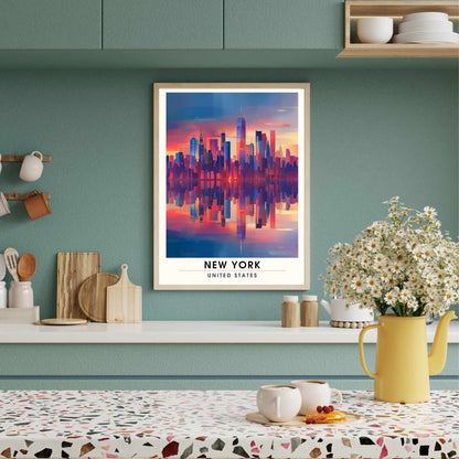 Impression New York | Affiche de Voyage New York | affiche New York City - coucher de soleil