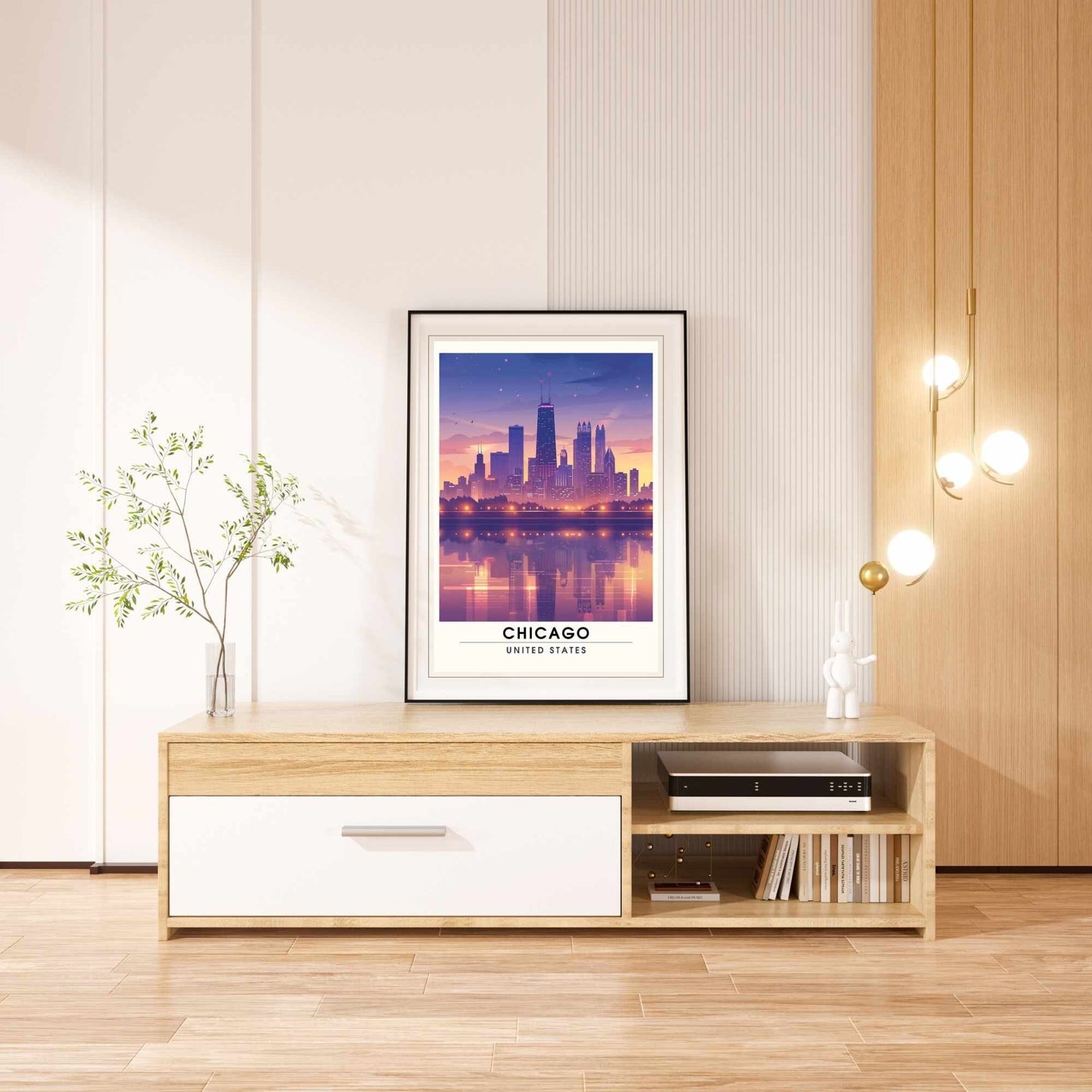 Impression Chicago | Affiche de Voyage Chicago | affiche USA - Chicago la nuit