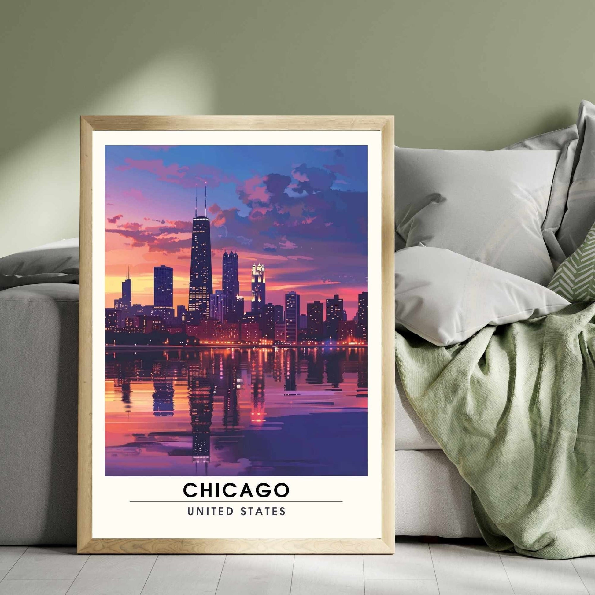 Impression Chicago | Affiche de Voyage Chicago | Chicago la nuit