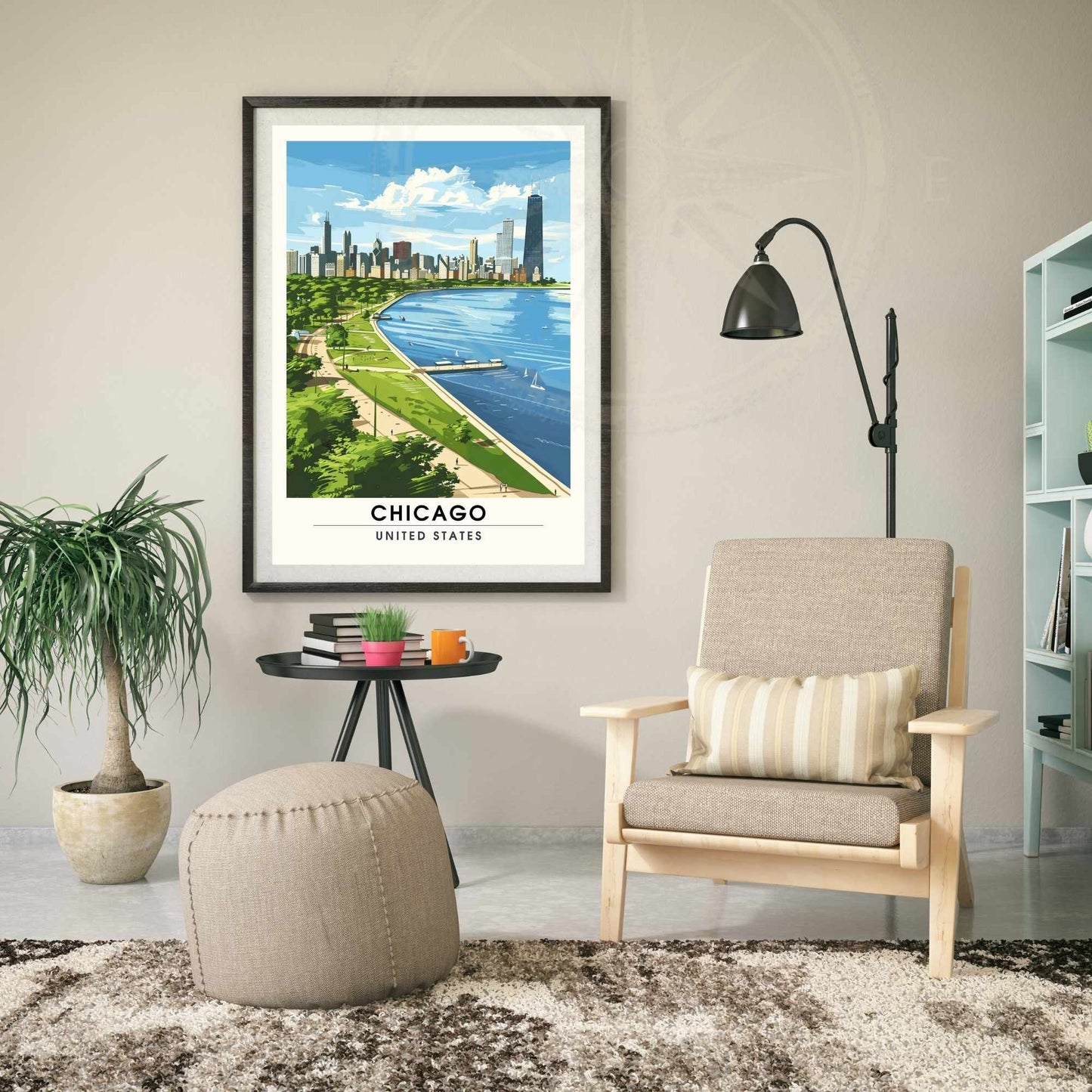 Impression Chicago | Affiche de Voyage Chicago - Vue depuis Grant Park