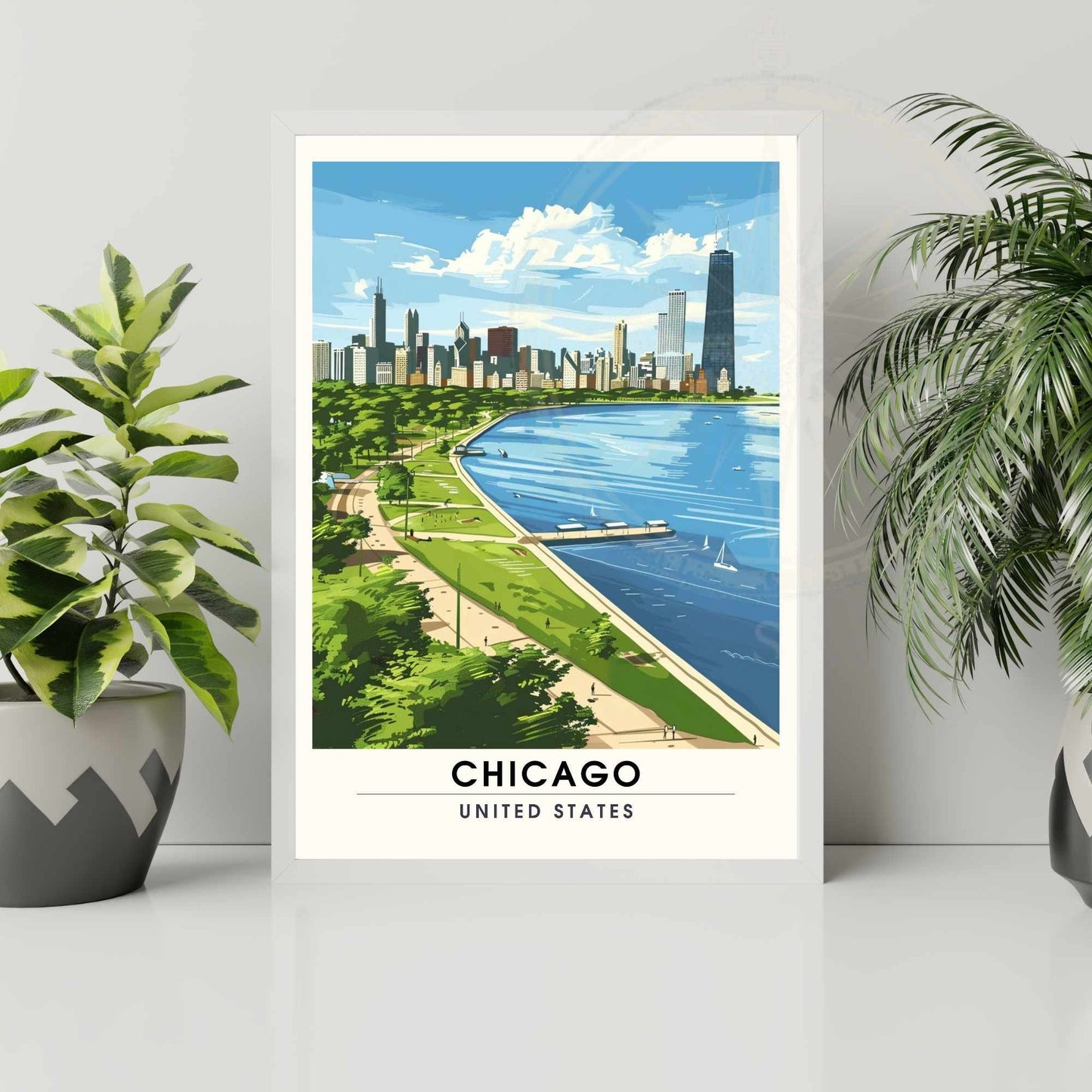 Impression Chicago | Affiche de Voyage Chicago - Vue depuis Grant Park