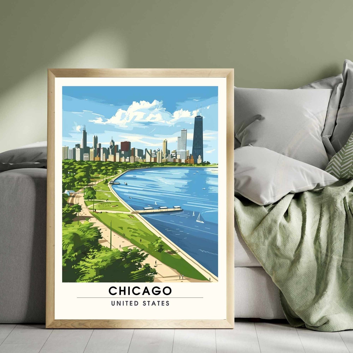 Impression Chicago | Affiche de Voyage Chicago - Vue depuis Grant Park