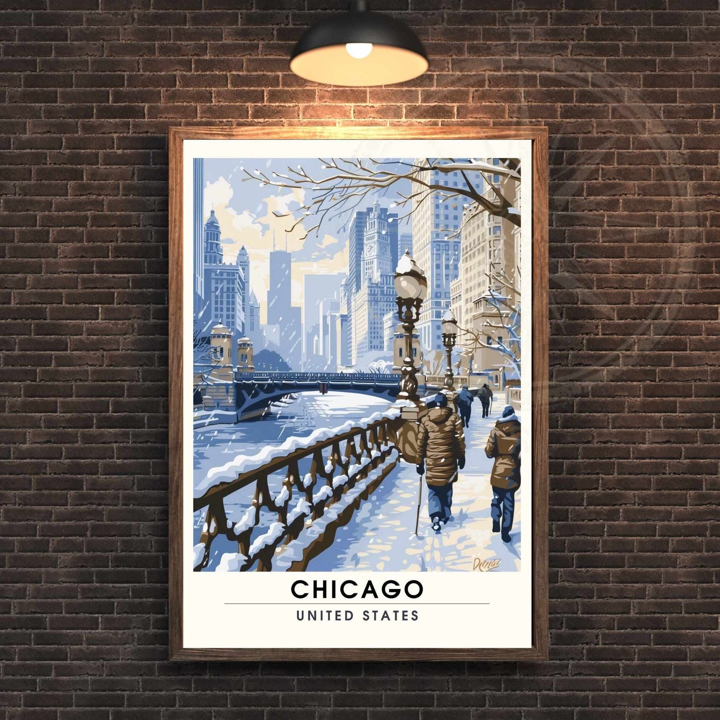 Impression Chicago | Affiche de Voyage Chicago - Chicago sous la neige