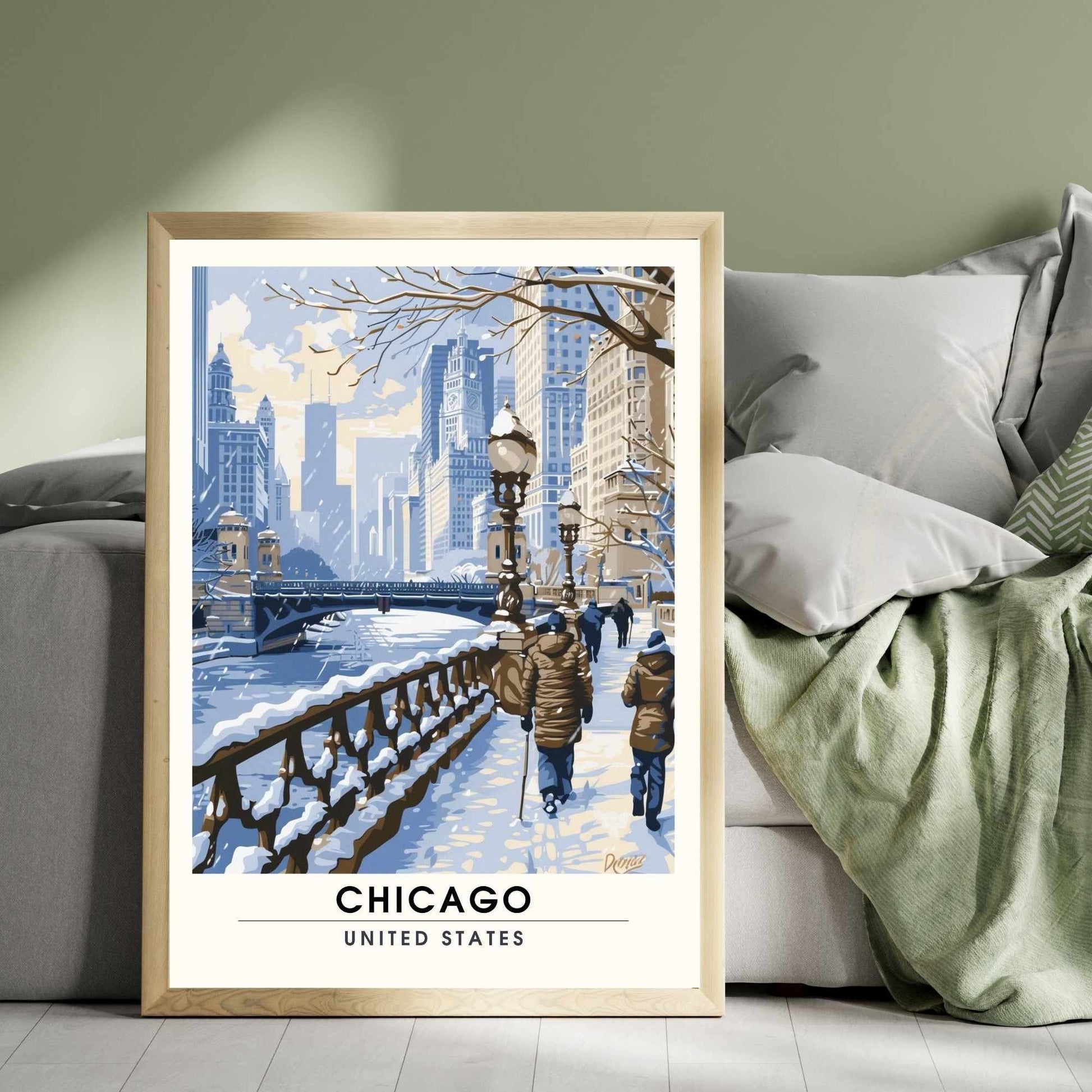 Impression Chicago | Affiche de Voyage Chicago - Chicago sous la neige