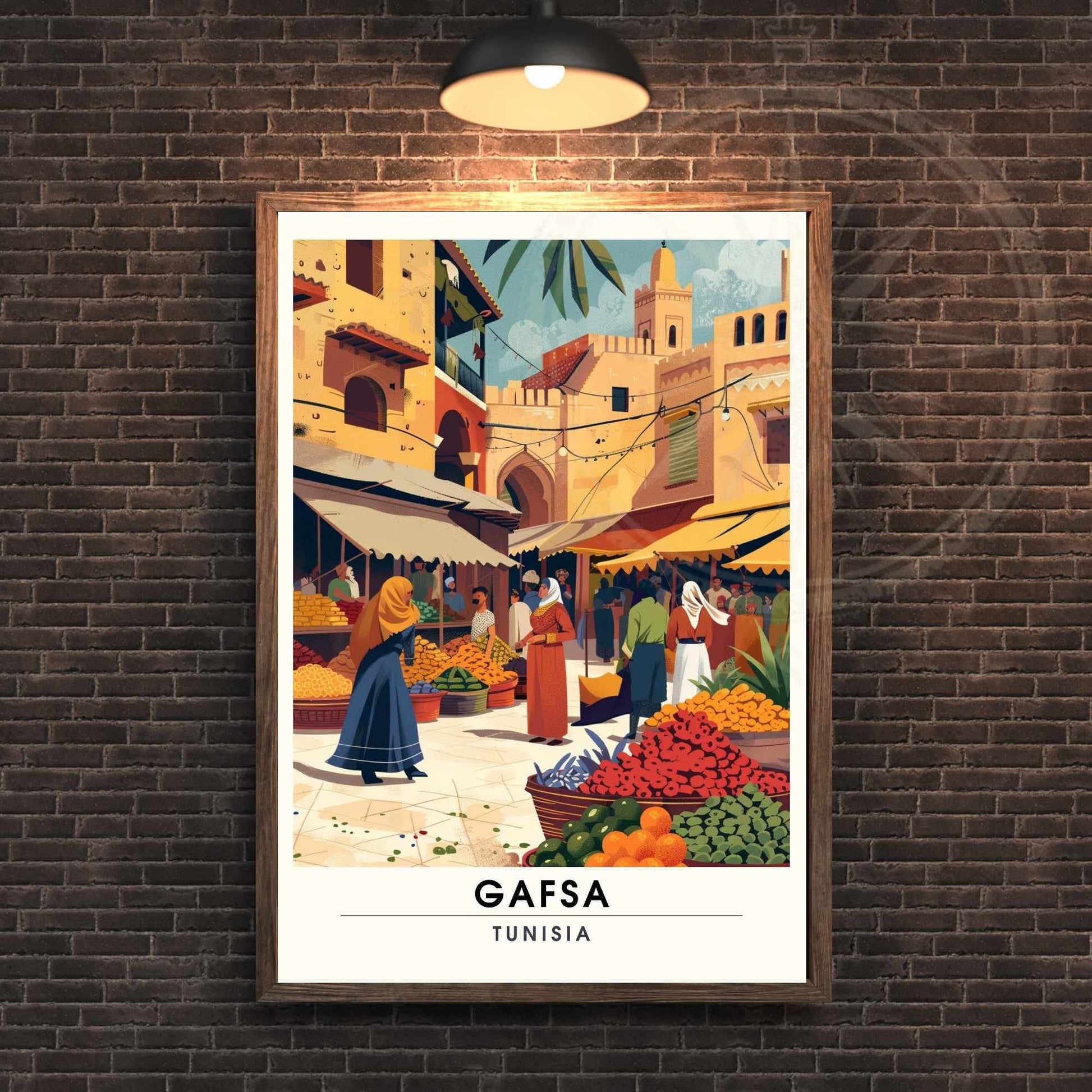 Impression Gafsa | Affiche de Voyage Gafsa, Tunisie - Souk de Gafsa