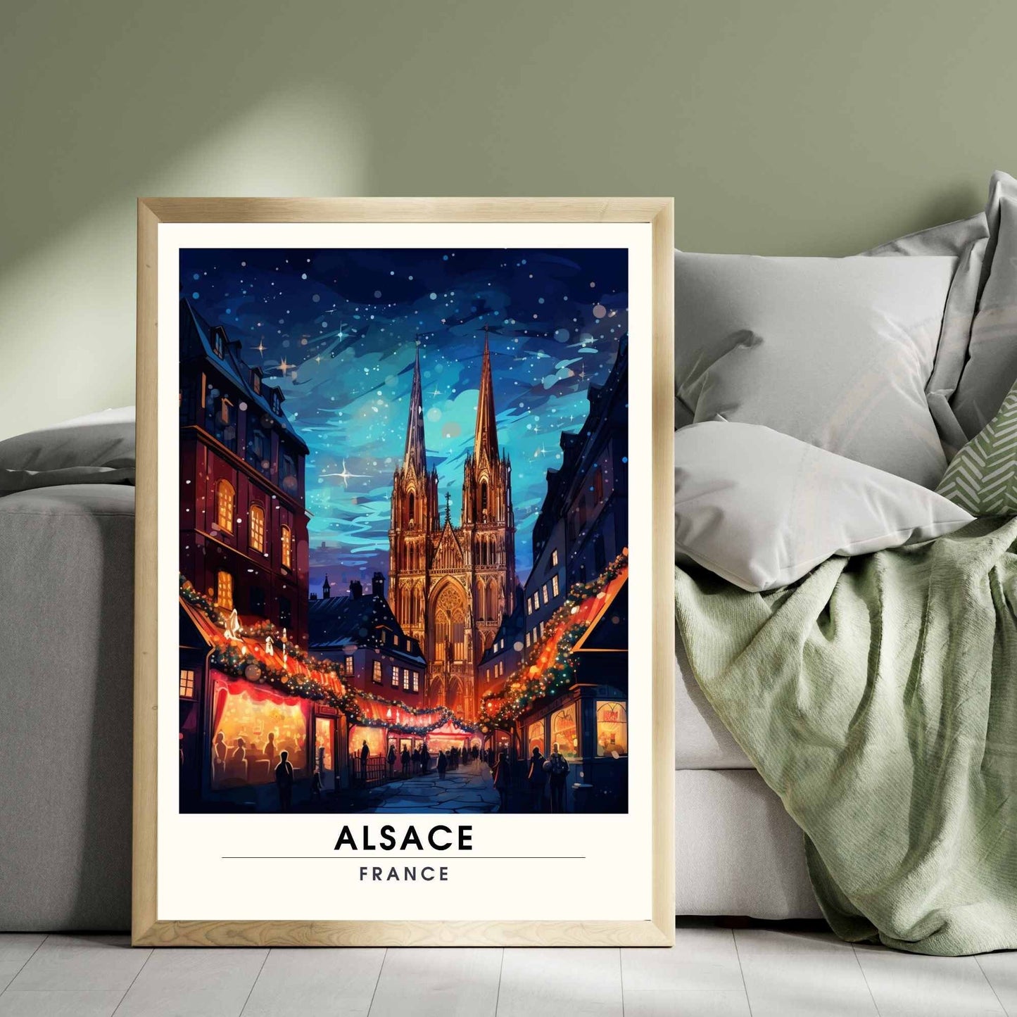 Affiche Alsace - impression de voyage Alsace, France - Marché de Noel en Alsace