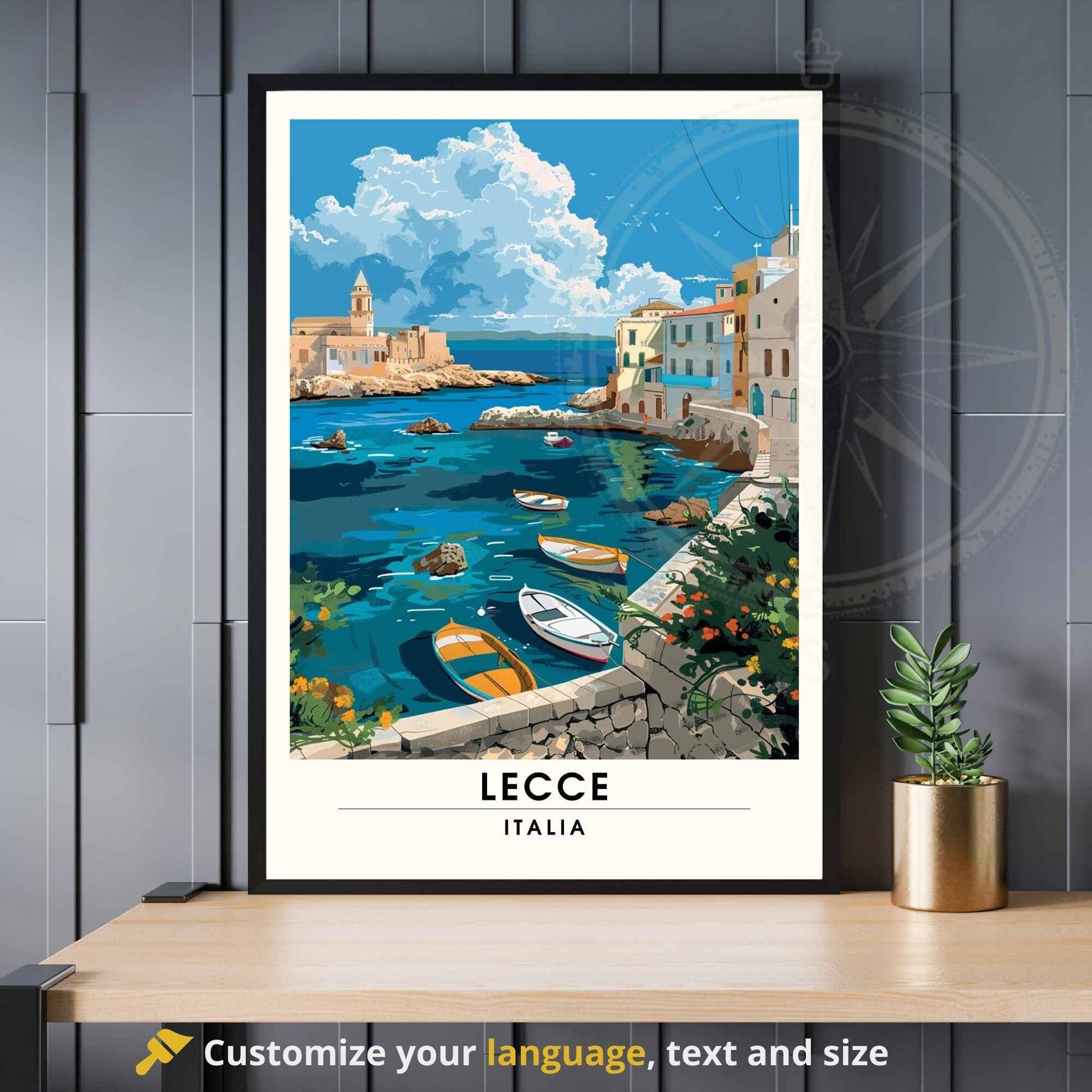 Impression Lecce - Affiche de voyage Lecce, Italie - Lecce vue sur mer