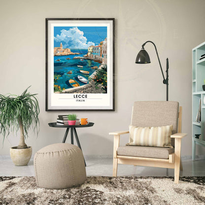 Impression Lecce - Affiche de voyage Lecce, Italie - Lecce vue sur mer