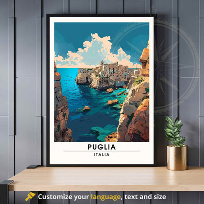 Affiche de voyage Pouilles - Poster Pouilles, Italie - Vue sur la mer