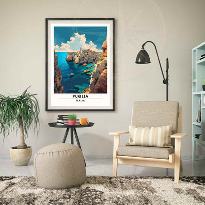 Affiche de voyage Pouilles - Poster Pouilles, Italie - Vue sur la mer