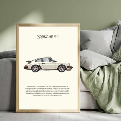 impression Porsche 911 | Affiche Porsche 911 beige | Impression voiture mythique