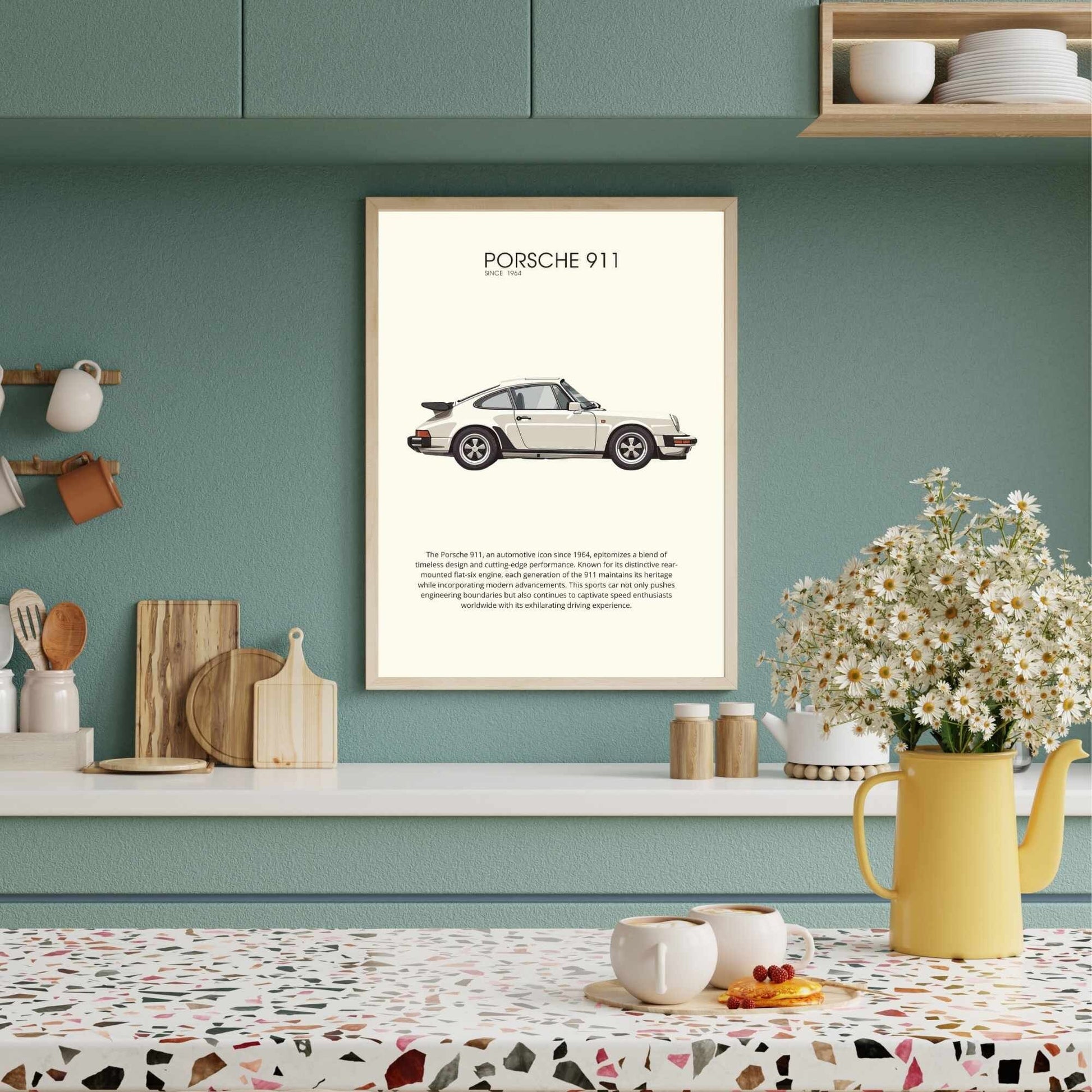 impression Porsche 911 | Affiche Porsche 911 beige | Impression voiture mythique