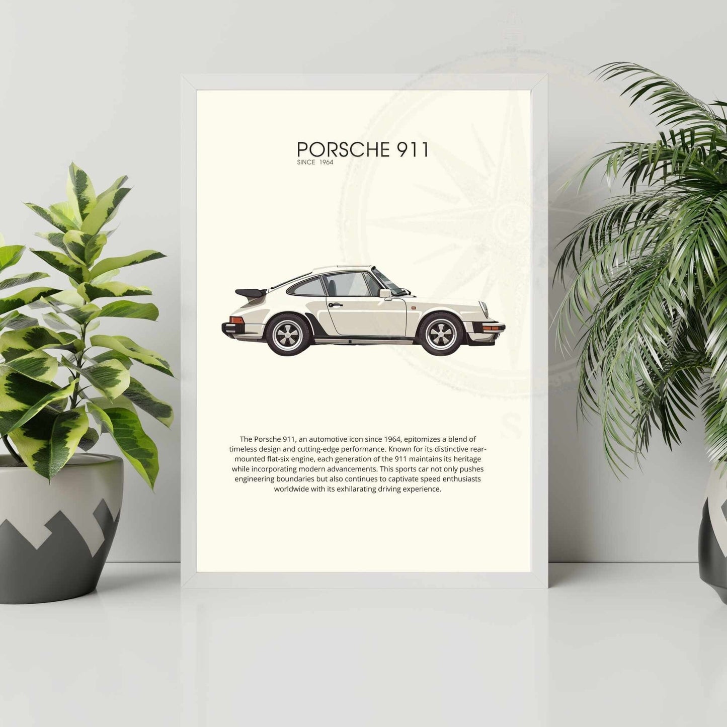 impression Porsche 911 | Affiche Porsche 911 beige | Impression voiture mythique