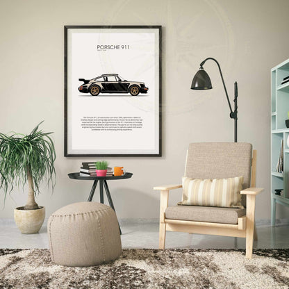 Affiche Porsche 911 | impression Porsche 911 noir | Porsche 911 noir