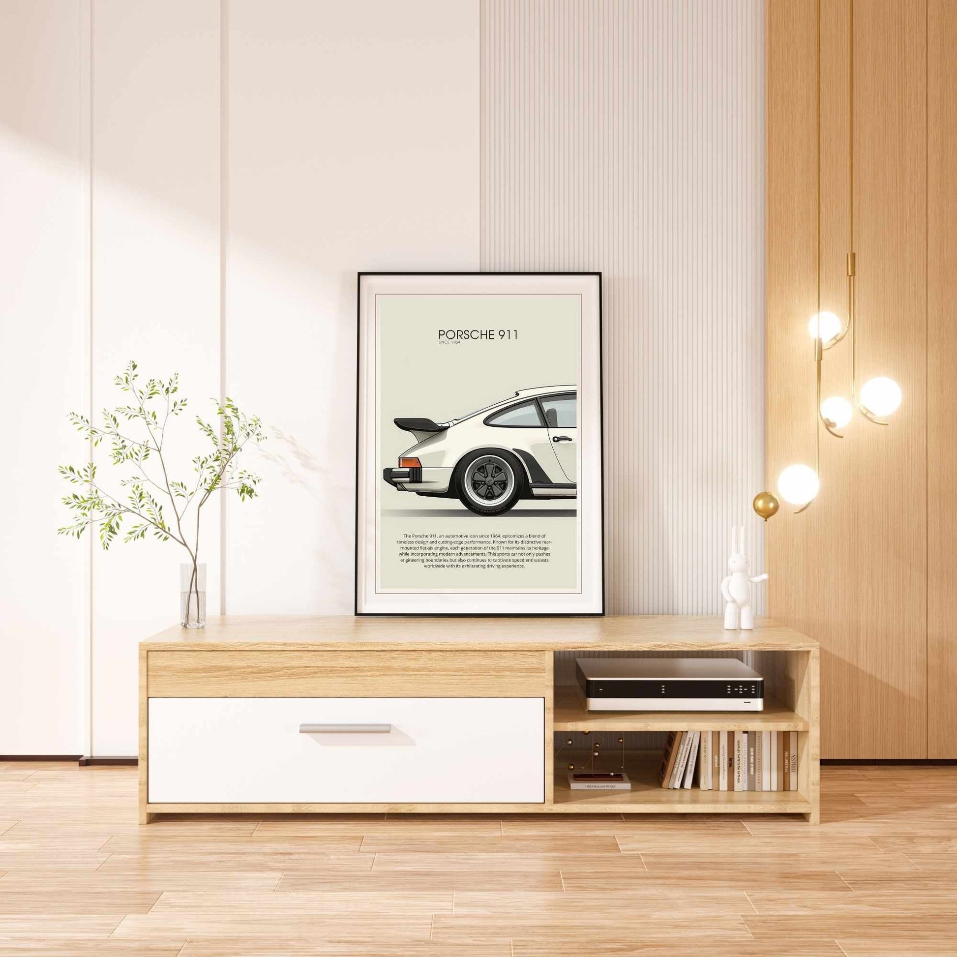 impression Porsche 911 | Affiche Porsche 911 beige | Impression voiture mythique