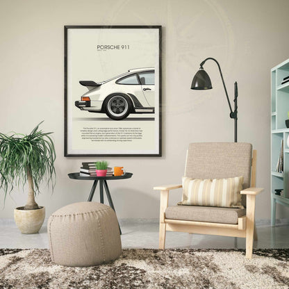 impression Porsche 911 | Affiche Porsche 911 beige | Impression voiture mythique