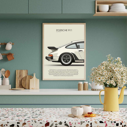 impression Porsche 911 | Affiche Porsche 911 beige | Impression voiture mythique