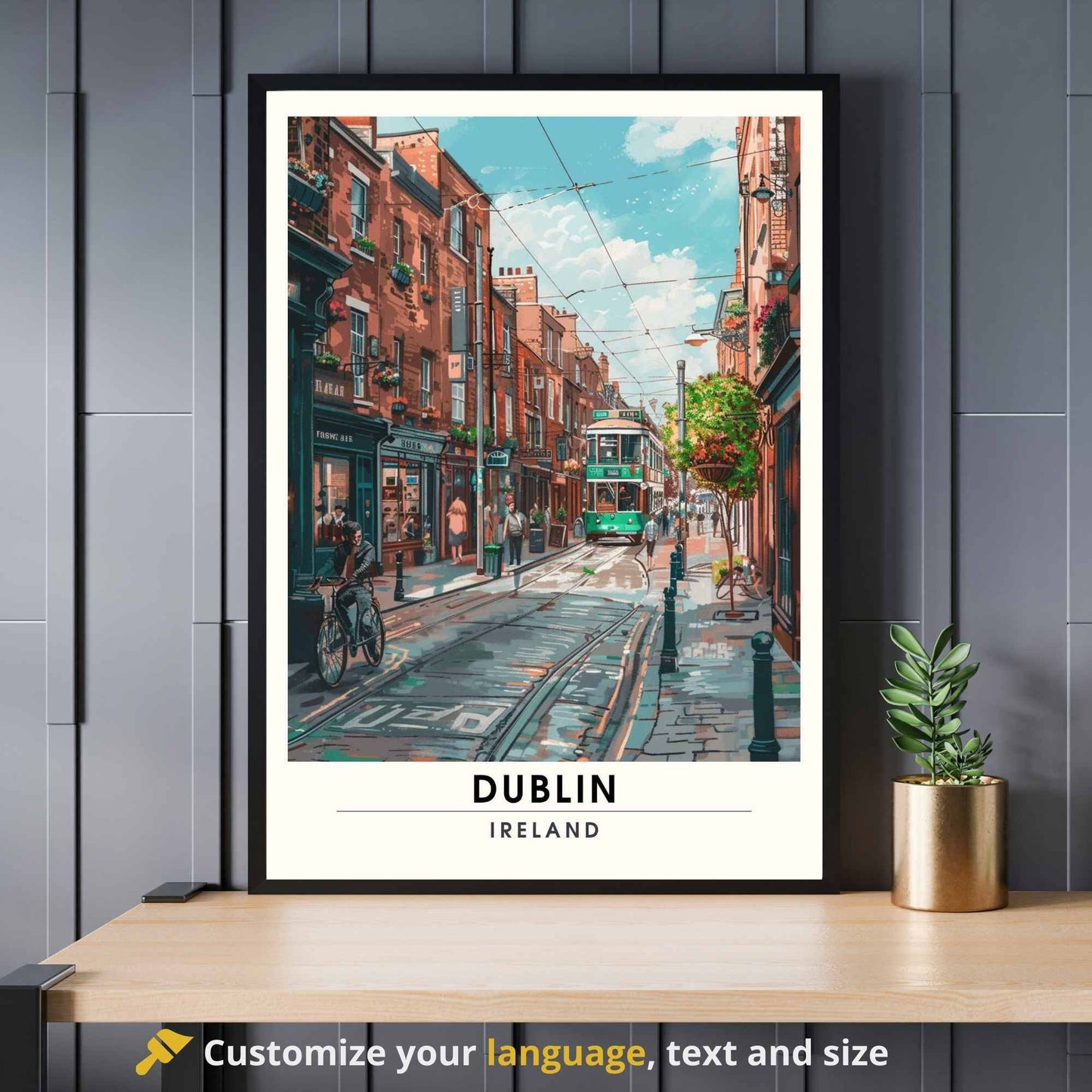 Affiche Dublin | Affiche de voyage Dublin, Irlande | Impression Dublin | Dans les rues de Dublin