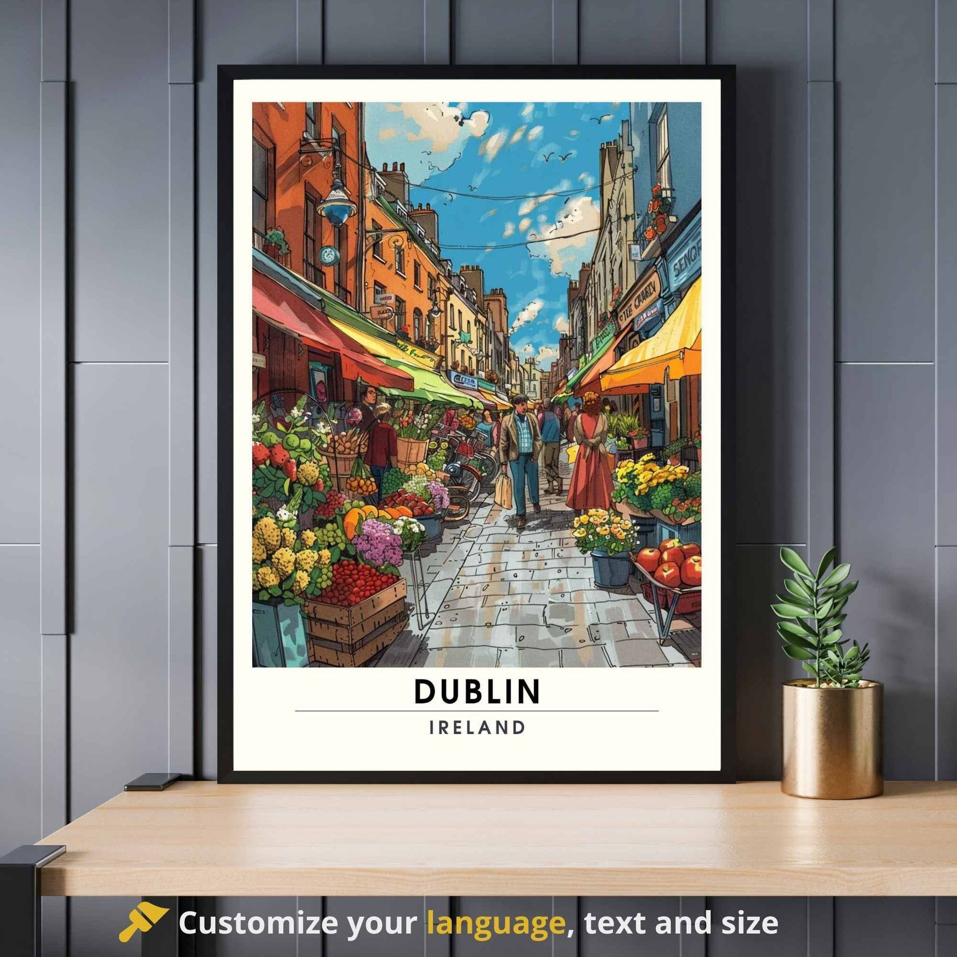 Affiche Dublin | Affiche de voyage Dublin, Irlande | Impression Dublin | Le marché de Dublin