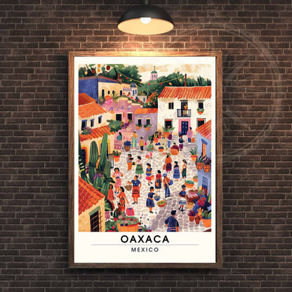 Affiche Oaxaca | Affiche de voyage Oaxaca, Mexique | Impression Oaxaca | marchés d'Oaxaca