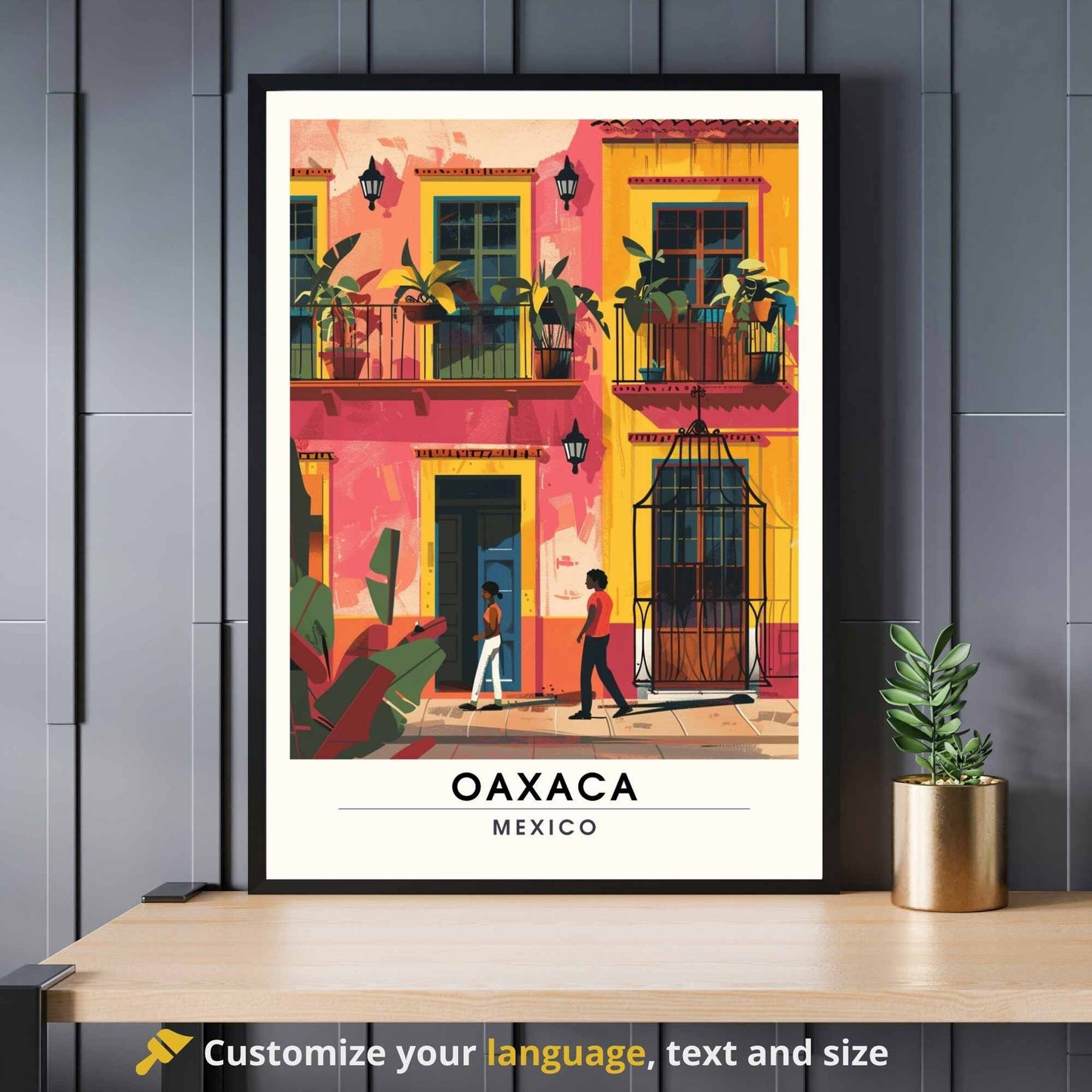 Impression Oaxaca | Affiche de voyage Oaxaca, Mexique | Impression Mexique | rue Alcalá à Oaxaca