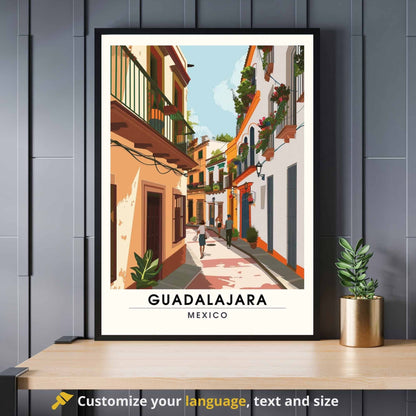 Impression Guadalajara | Affiche de voyage Guadalajara, Mexique | Impression Mexique | Dans les rues de Guadalajara