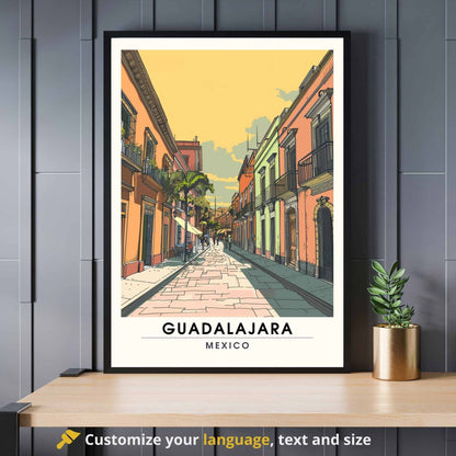 Impression Guadalajara | Affiche de voyage Guadalajara, Mexique | Impression Mexique | Dans les rues de Guadalajara