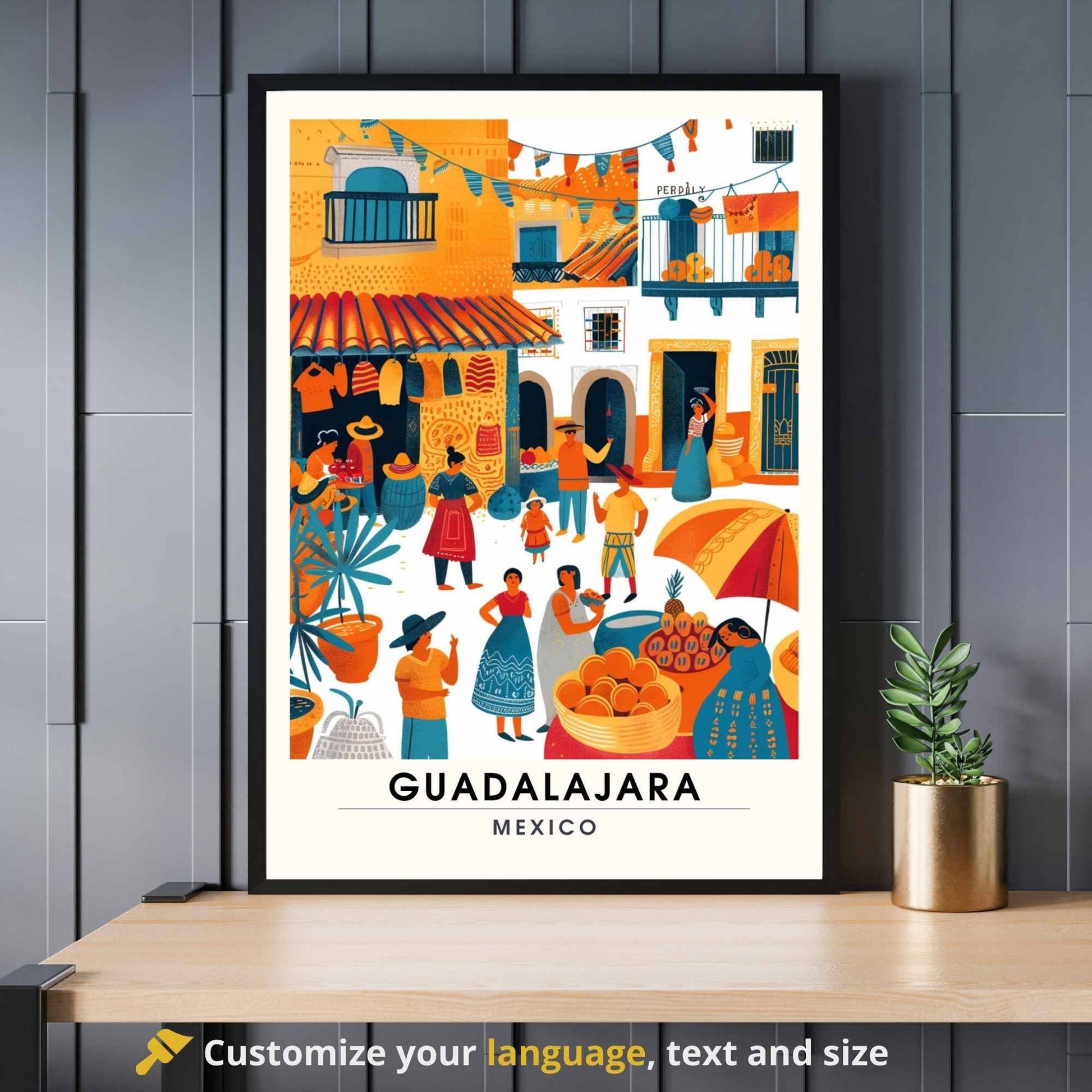 Impression Guadalajara | Affiche de voyage Guadalajara, Mexique | Impression Mexique | Marché de Guadalajara