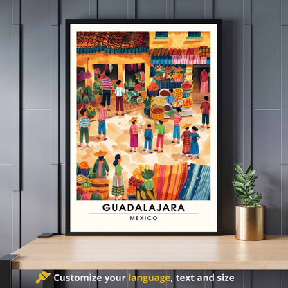 Impression Guadalajara | Affiche de voyage Guadalajara, Mexique | Impression Mexique | Marché de Guadalajara