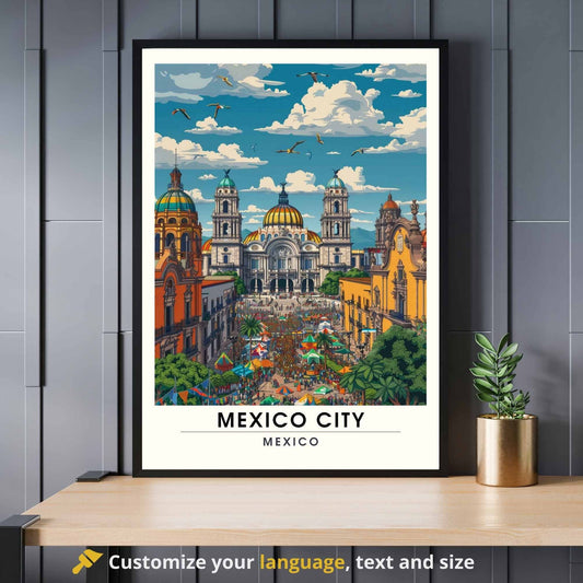 Impression Mexico City | Affiche de voyage Mexico City , Mexique | Impression Mexico City | Place de la Constitution