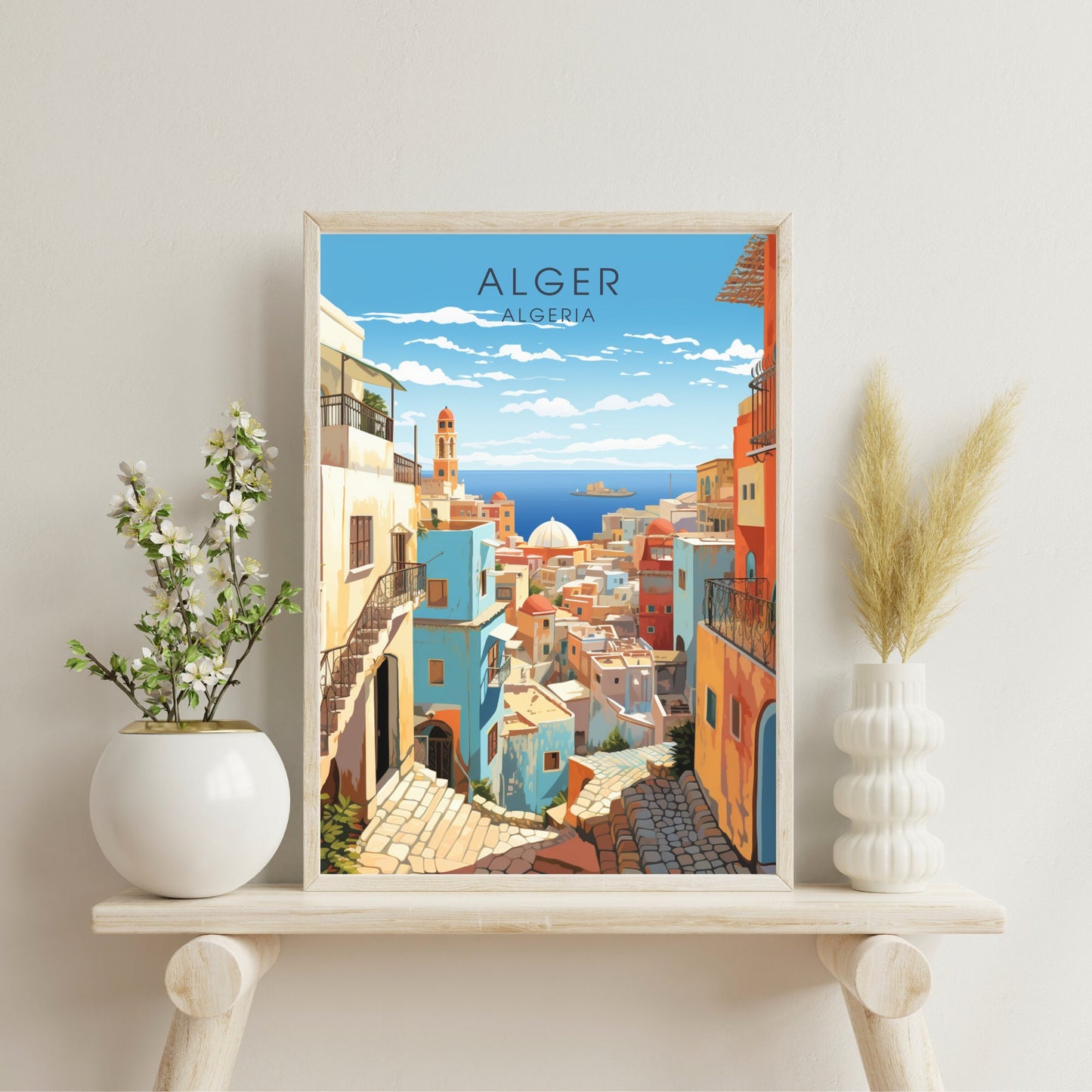 Impression de voyage Alger, Affiche digitale Algérie, affiche de voyage, Casbah