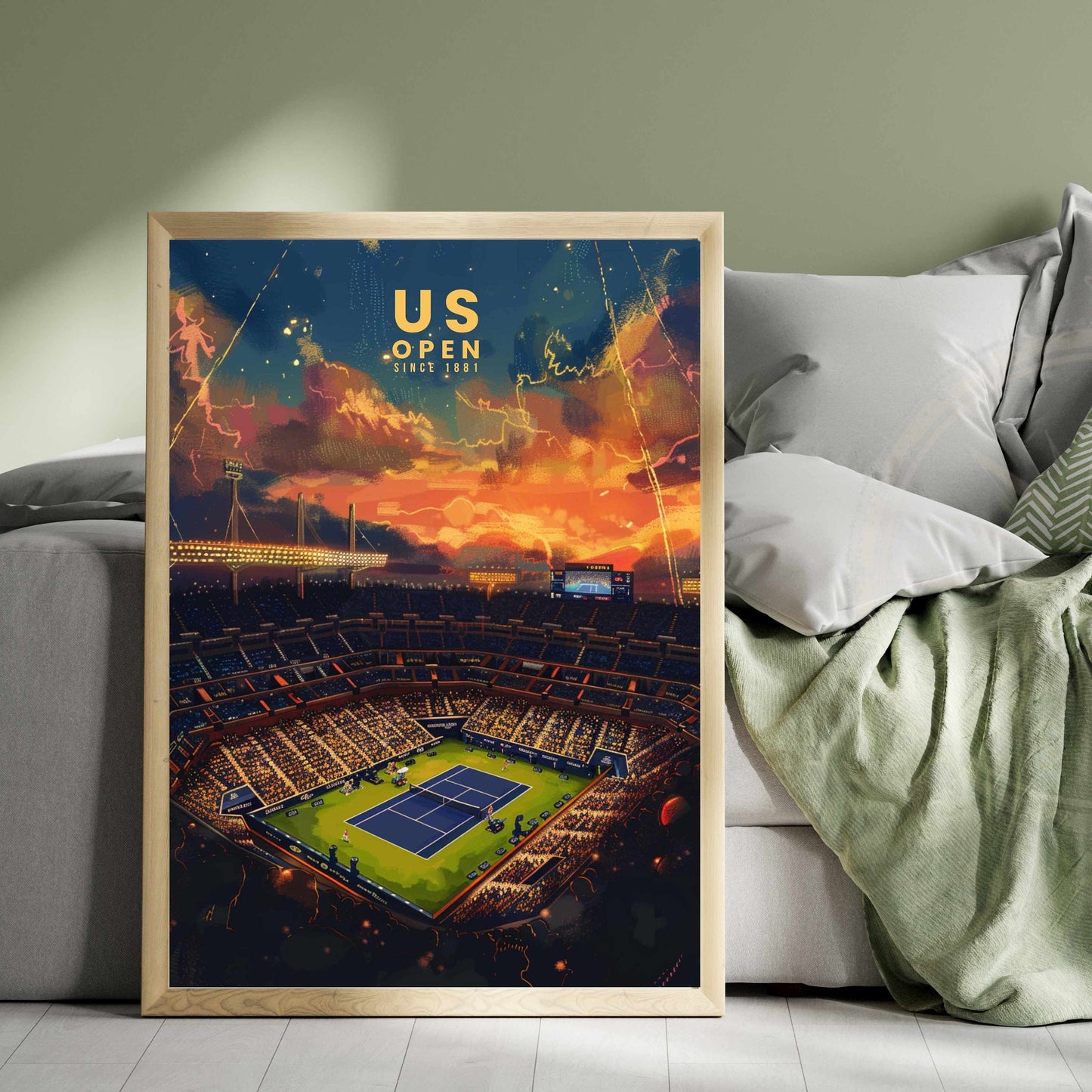 Impression US Open | Affiche US Open, tennis | Affiche Tennis - Vue de ciel sur le stade