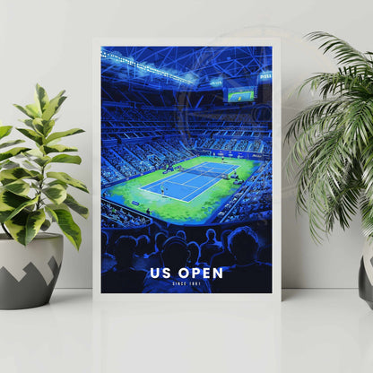 Impression US Open | Affiche US Open, tennis | Affiche Tennis - Vue sur le stade