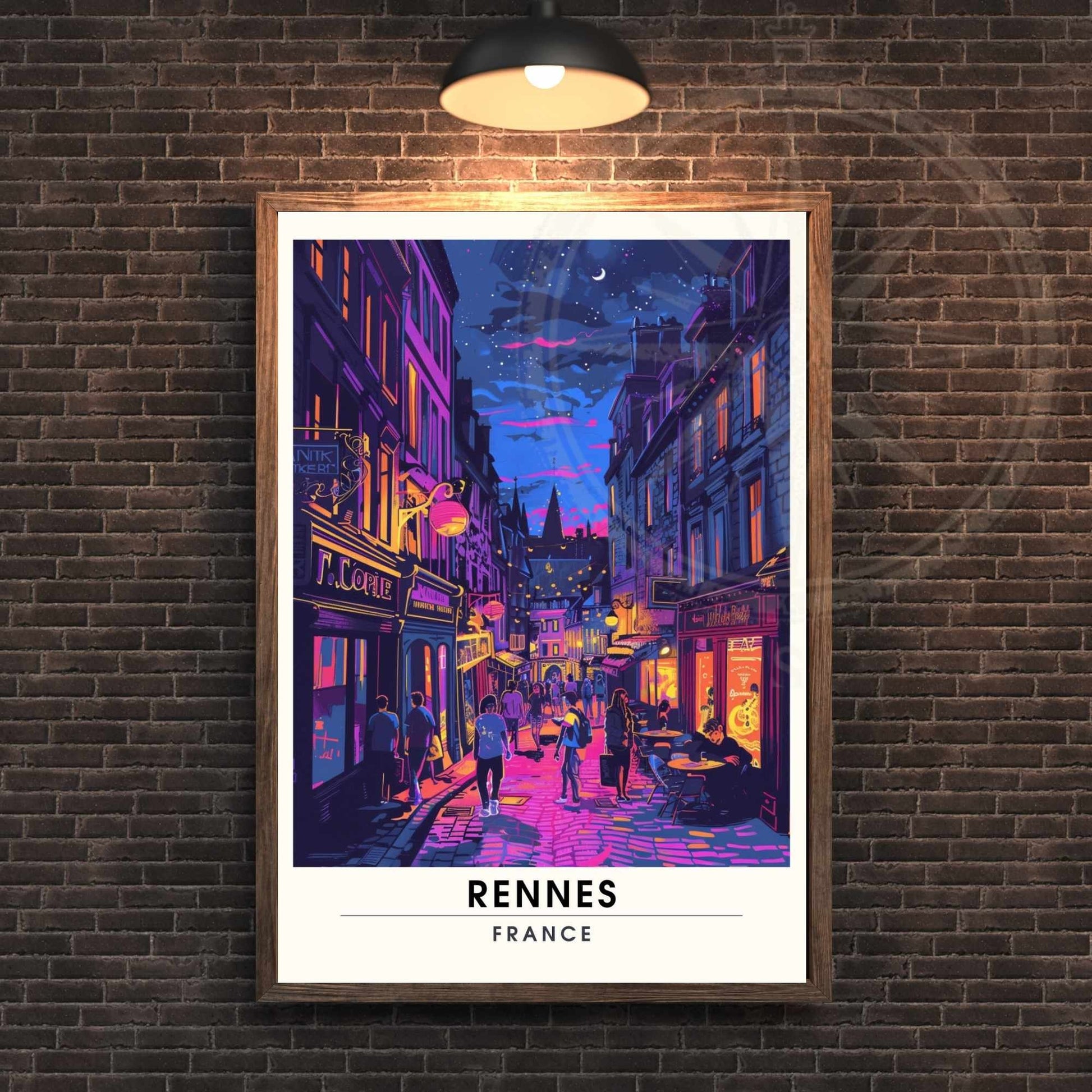 Impression Rennes | Affiche de Voyage Rennes | Impression de Voyage Renne, France | Rennes la nuit