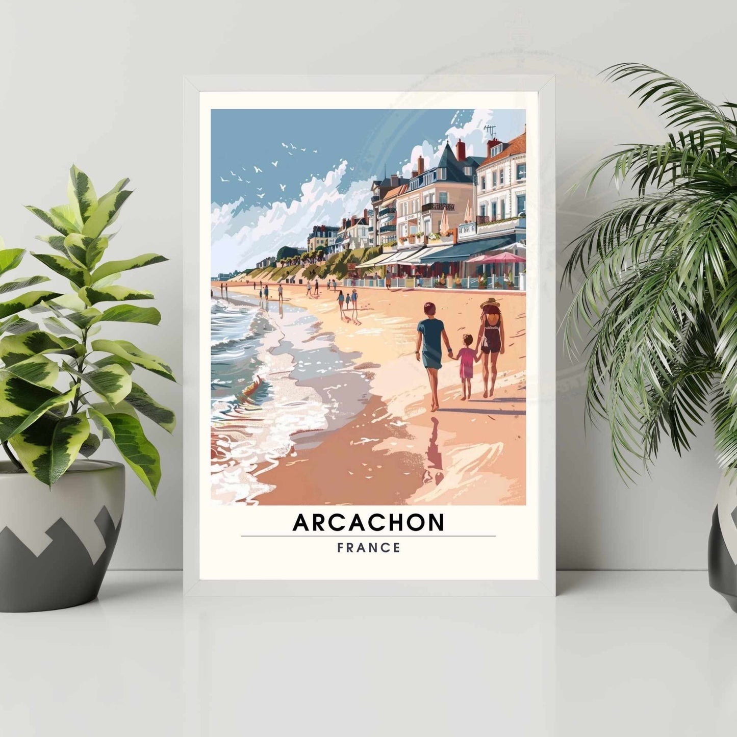 Impression Arcachon | Affiche Arcachon, France | bassin Arcachon | Balade en famille sur la plage