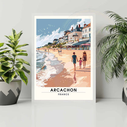 Impression Arcachon | Affiche Arcachon, France | bassin Arcachon | Balade en famille sur la plage