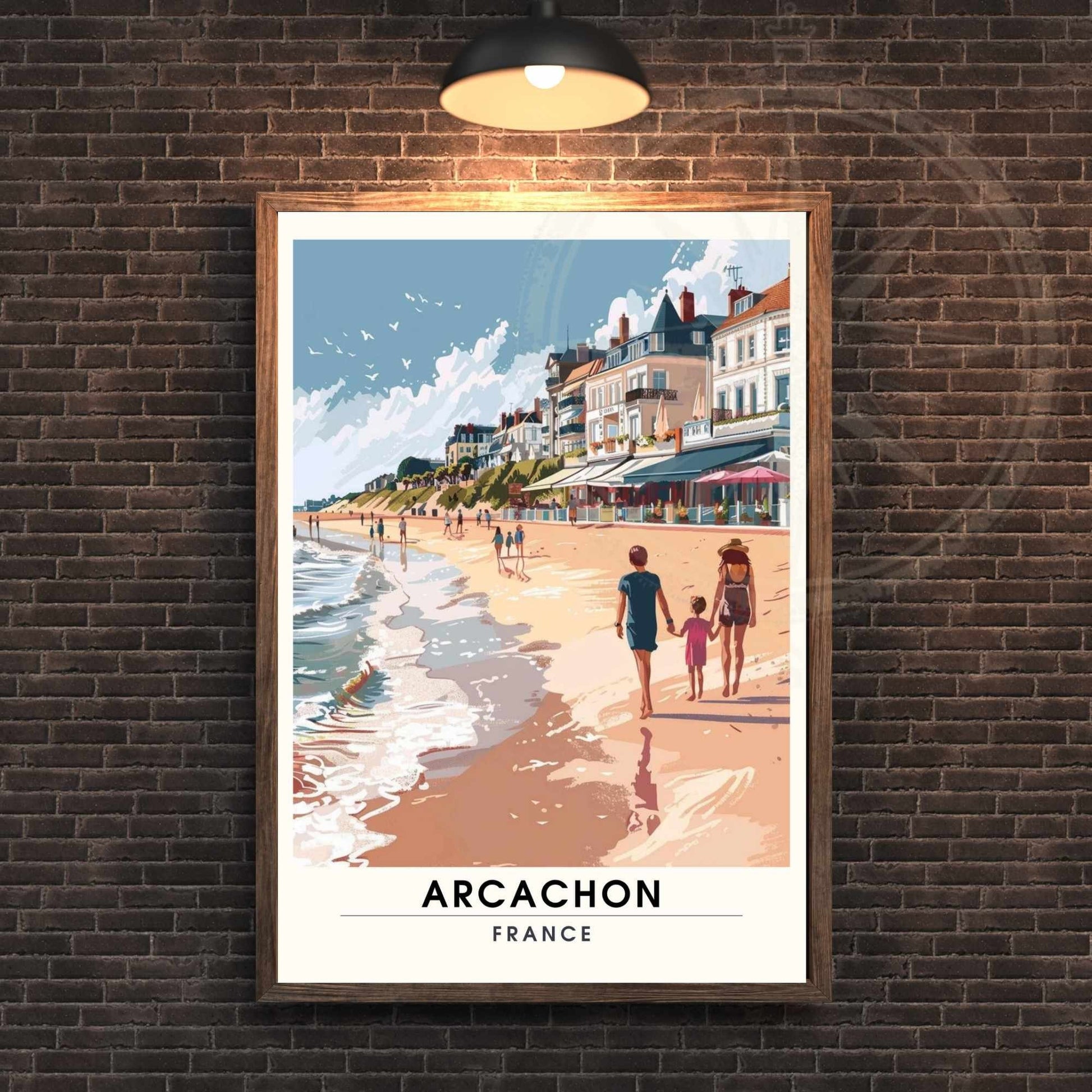 Impression Arcachon | Affiche Arcachon, France | bassin Arcachon | Balade en famille sur la plage