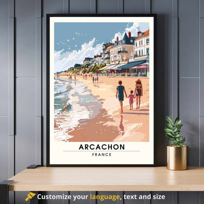 Impression Arcachon | Affiche Arcachon, France | bassin Arcachon | Balade en famille sur la plage