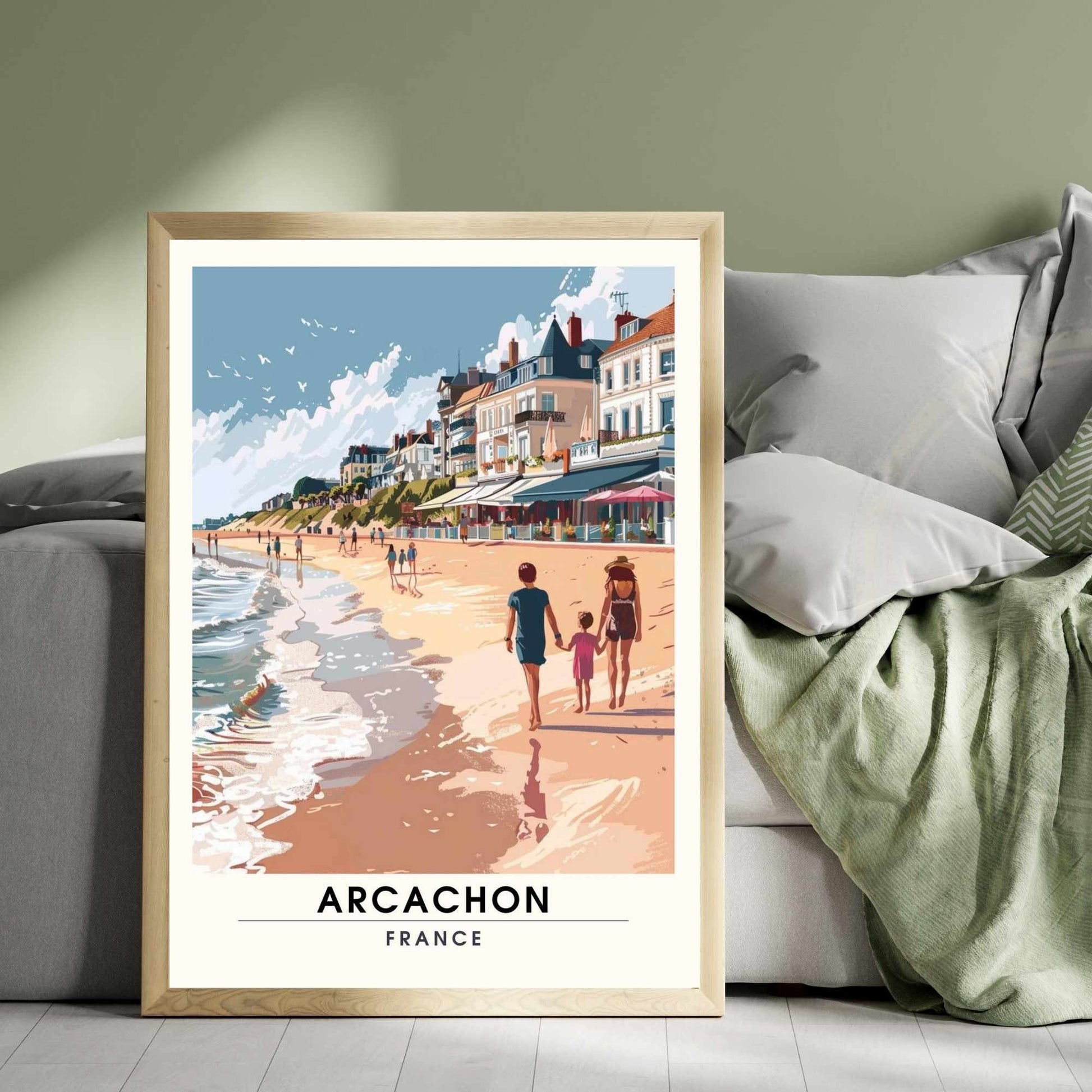 Impression Arcachon | Affiche Arcachon, France | bassin Arcachon | Balade en famille sur la plage