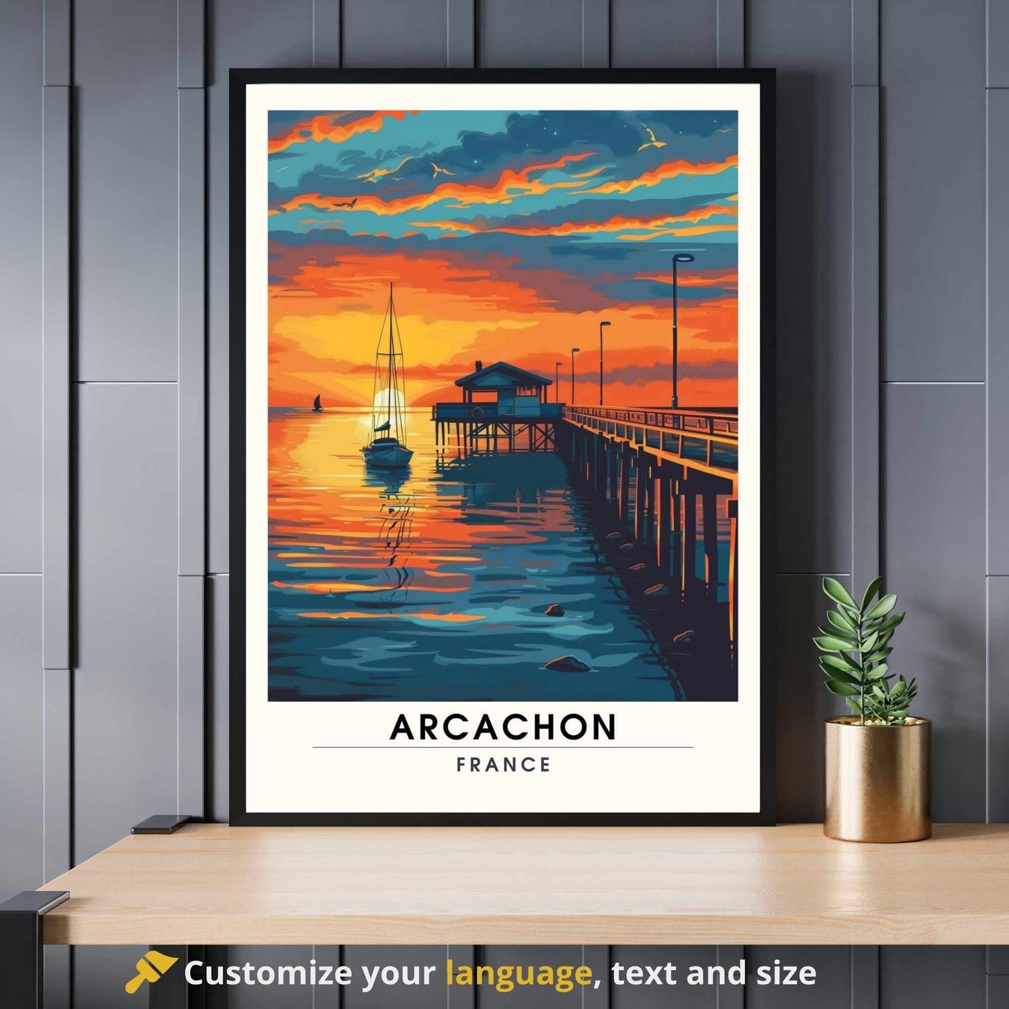 Impression Arcachon | Affiche Arcachon, France | bassin d'Arcachon au coucher de soleil