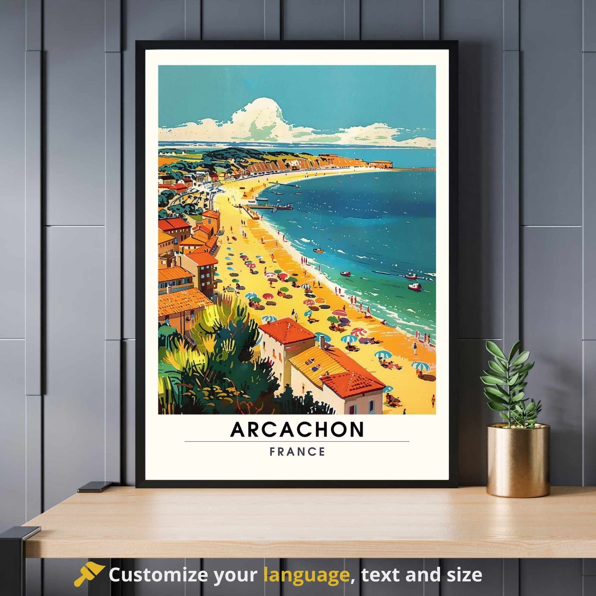 Impression Arcachon | Affiche Arcachon, France | Plage d'Arcachon - Vintage